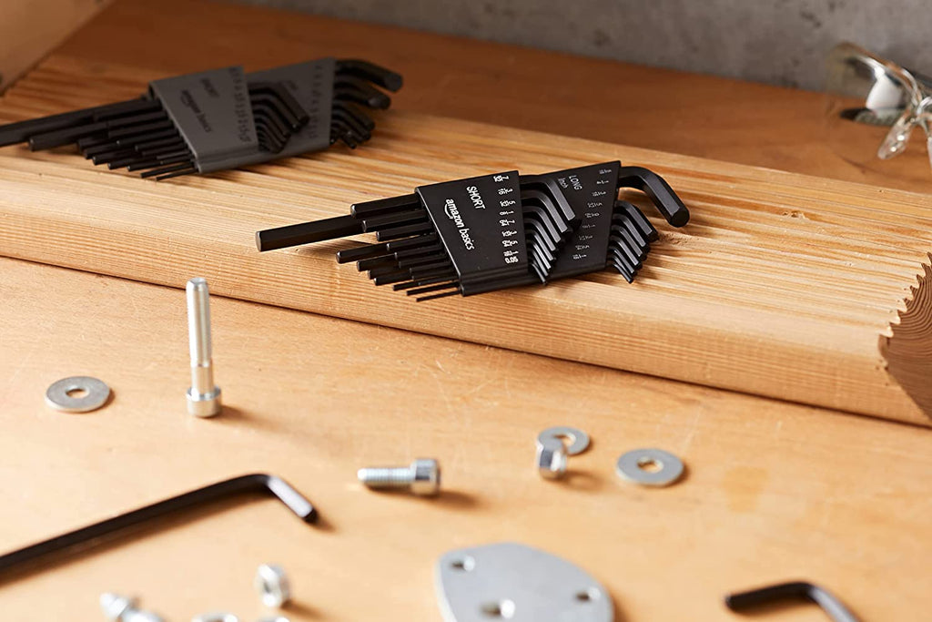 Allen Wrench/Hex Key Set, SAE & Metric Sizes, Chrome Vanadium Steel, 2 Organized Holders, 36-Piece Set