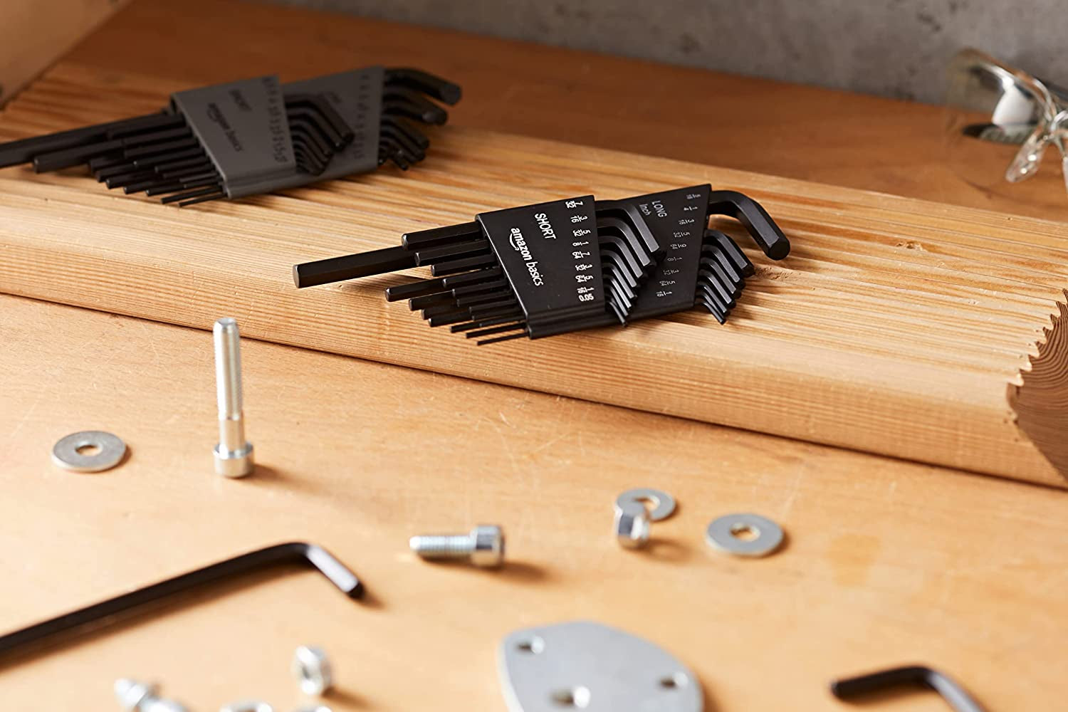 Allen Wrench/Hex Key Set, SAE & Metric Sizes, Chrome Vanadium Steel, 2 Organized Holders, 36-Piece Set